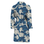 Japanese Ocean Wave Pattern Print Men's Bathrobe