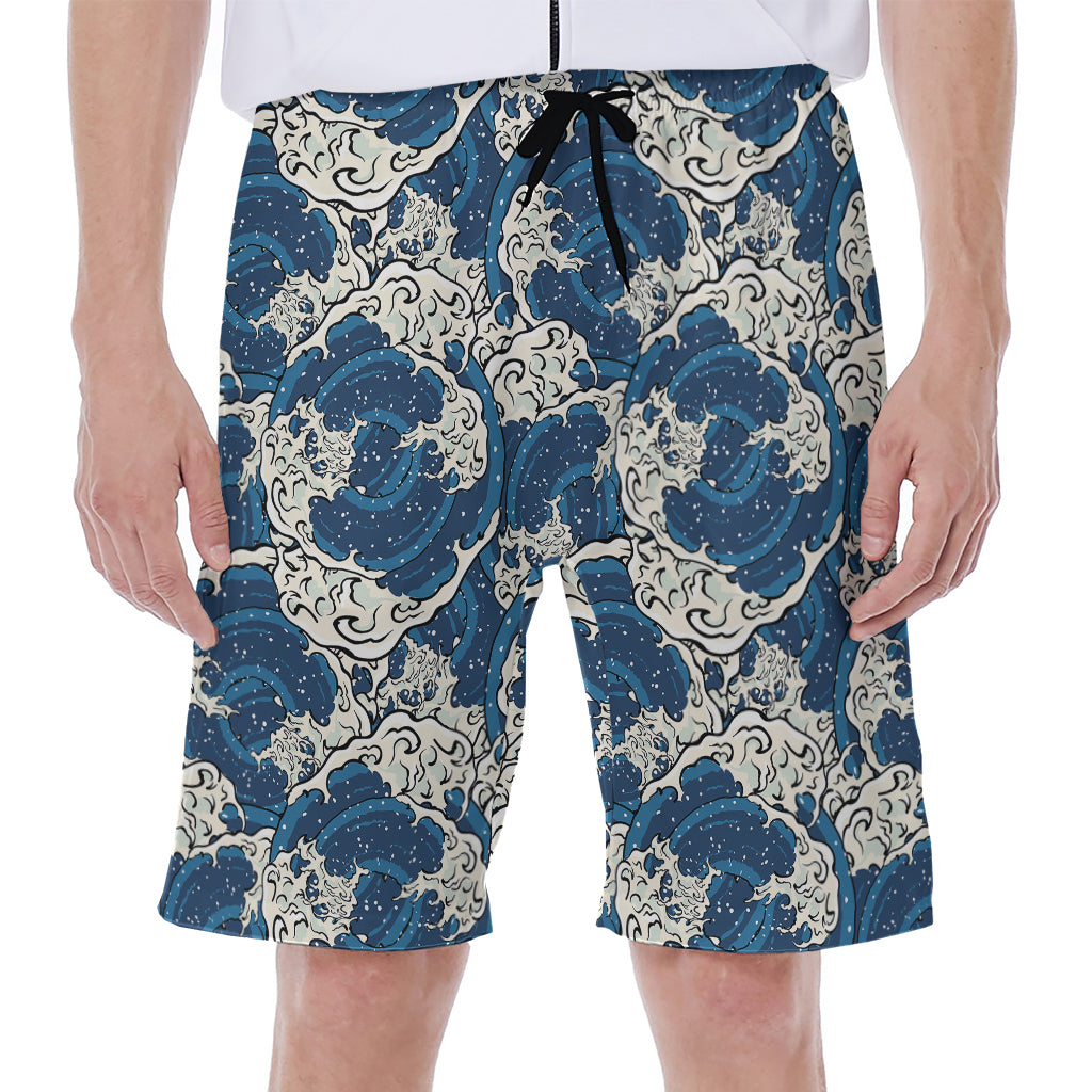 Japanese Ocean Wave Pattern Print Men's Beach Shorts