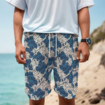 Japanese Ocean Wave Pattern Print Men's Cargo Shorts