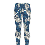 Japanese Ocean Wave Pattern Print Men's leggings