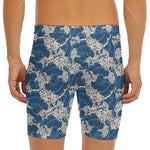 Japanese Ocean Wave Pattern Print Men's Long Boxer Briefs