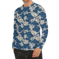 Japanese Ocean Wave Pattern Print Men's Long Sleeve Rash Guard