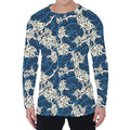 Japanese Ocean Wave Pattern Print Men's Long Sleeve T-Shirt
