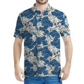 Japanese Ocean Wave Pattern Print Men's Polo Shirt
