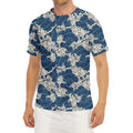Japanese Ocean Wave Pattern Print Men's Short Sleeve Rash Guard