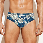 Japanese Ocean Wave Pattern Print Men's Swim Briefs