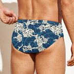 Japanese Ocean Wave Pattern Print Men's Swim Briefs