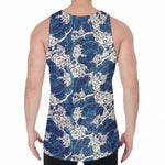 Japanese Ocean Wave Pattern Print Men's Velvet Tank Top