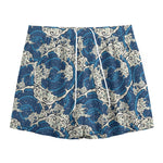 Japanese Ocean Wave Pattern Print Mesh Shorts