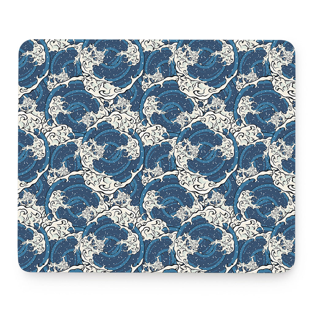 Japanese Ocean Wave Pattern Print Mouse Pad