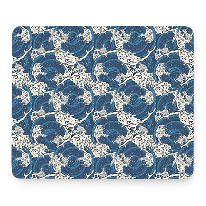 Japanese Ocean Wave Pattern Print Mouse Pad