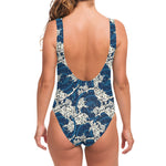 Japanese Ocean Wave Pattern Print One Piece Swimsuit