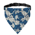 Japanese Ocean Wave Pattern Print Over The Collar Dog Bandana