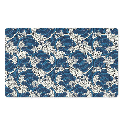Japanese Ocean Wave Pattern Print Polyester Doormat
