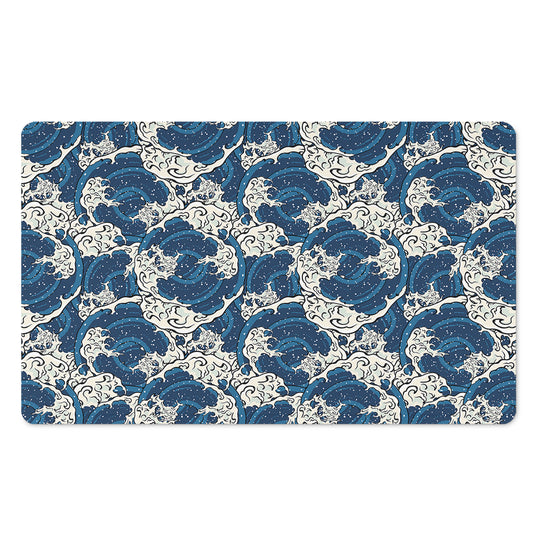 Japanese Ocean Wave Pattern Print Polyester Doormat