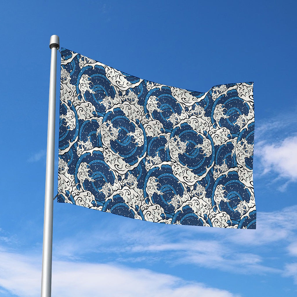 Japanese Ocean Wave Pattern Print Polyester Flag