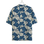 Japanese Ocean Wave Pattern Print Rayon Hawaiian Shirt