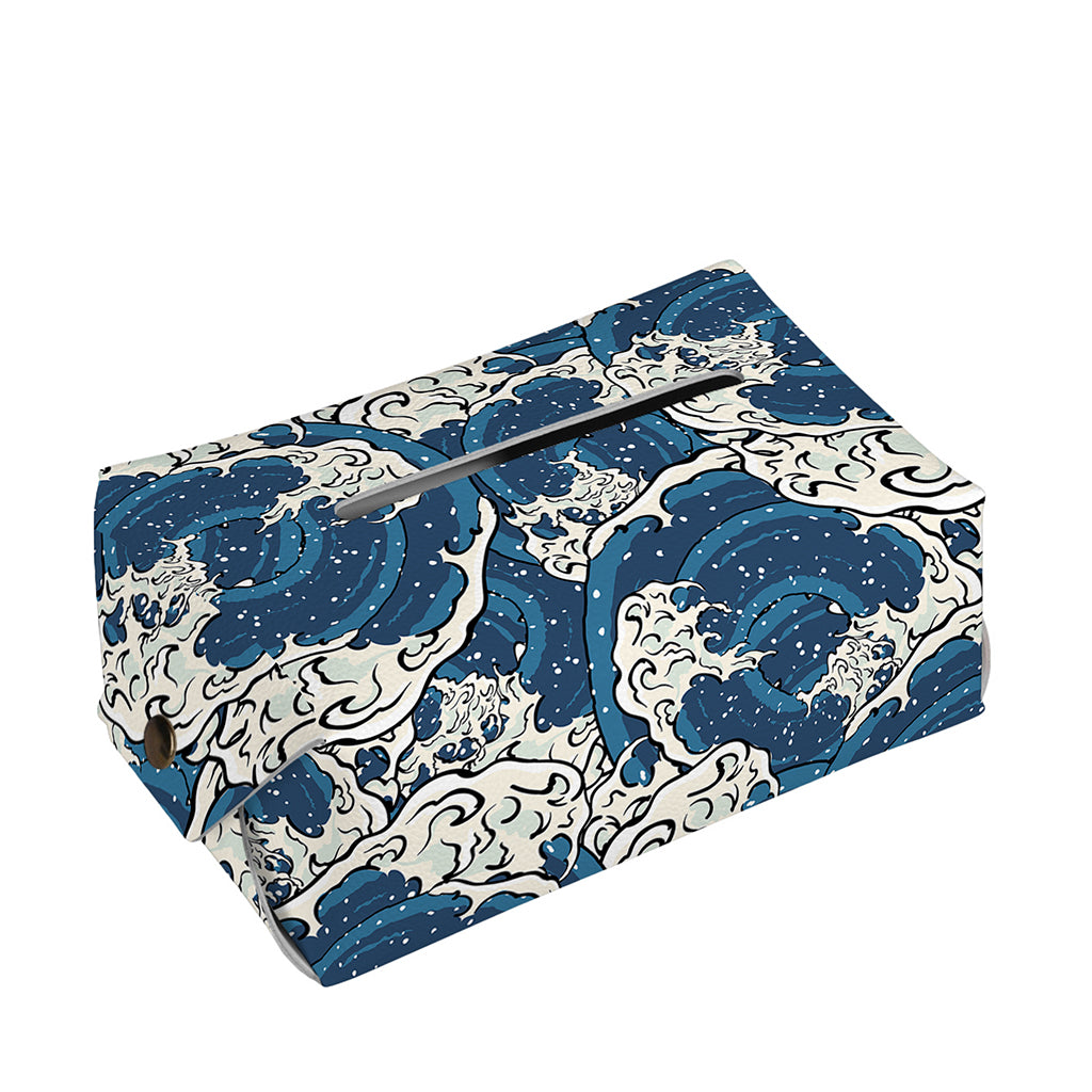 Japanese Ocean Wave Pattern Print Rectangle Tissue Box Cover