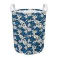 Japanese Ocean Wave Pattern Print Round Laundry Basket