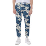 Japanese Ocean Wave Pattern Print Scuba Joggers