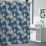 Japanese Ocean Wave Pattern Print Shower Curtain