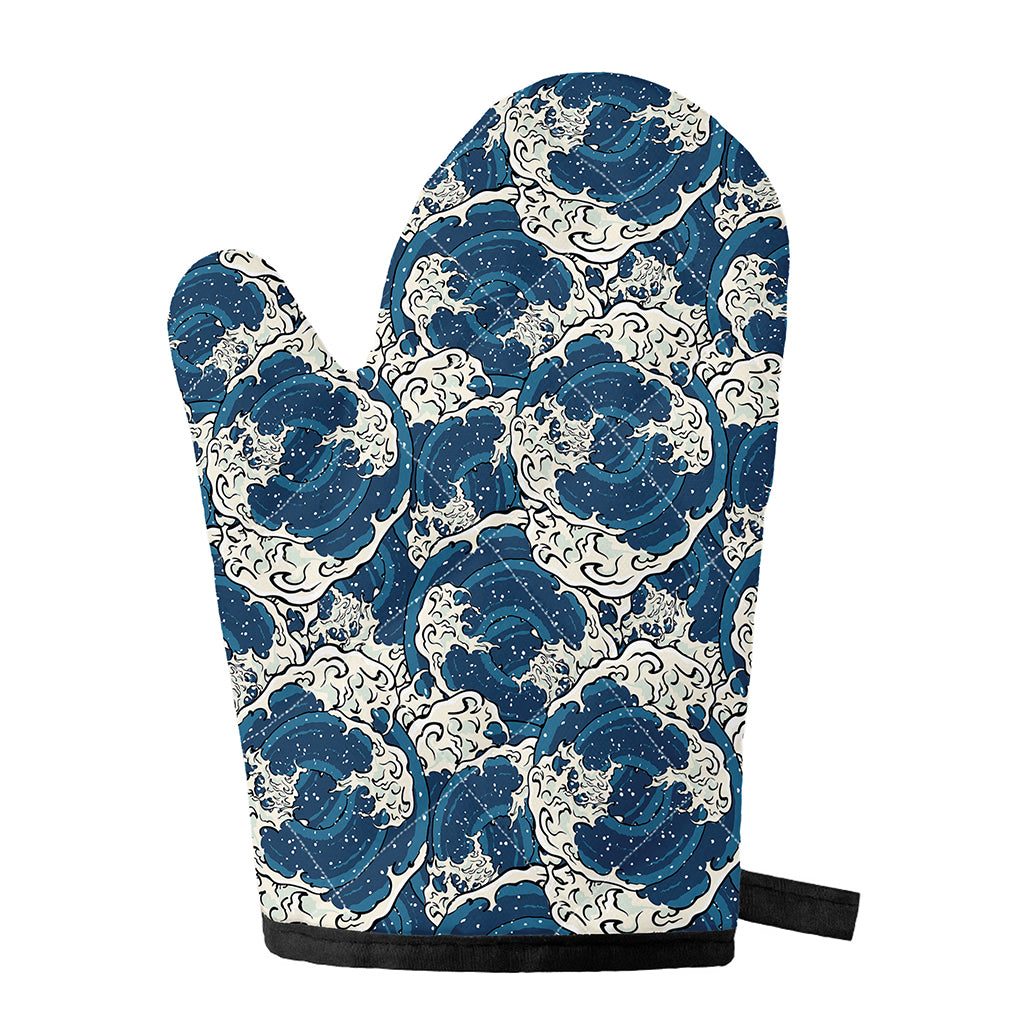 Japanese Ocean Wave Pattern Print Single Oven Mitt