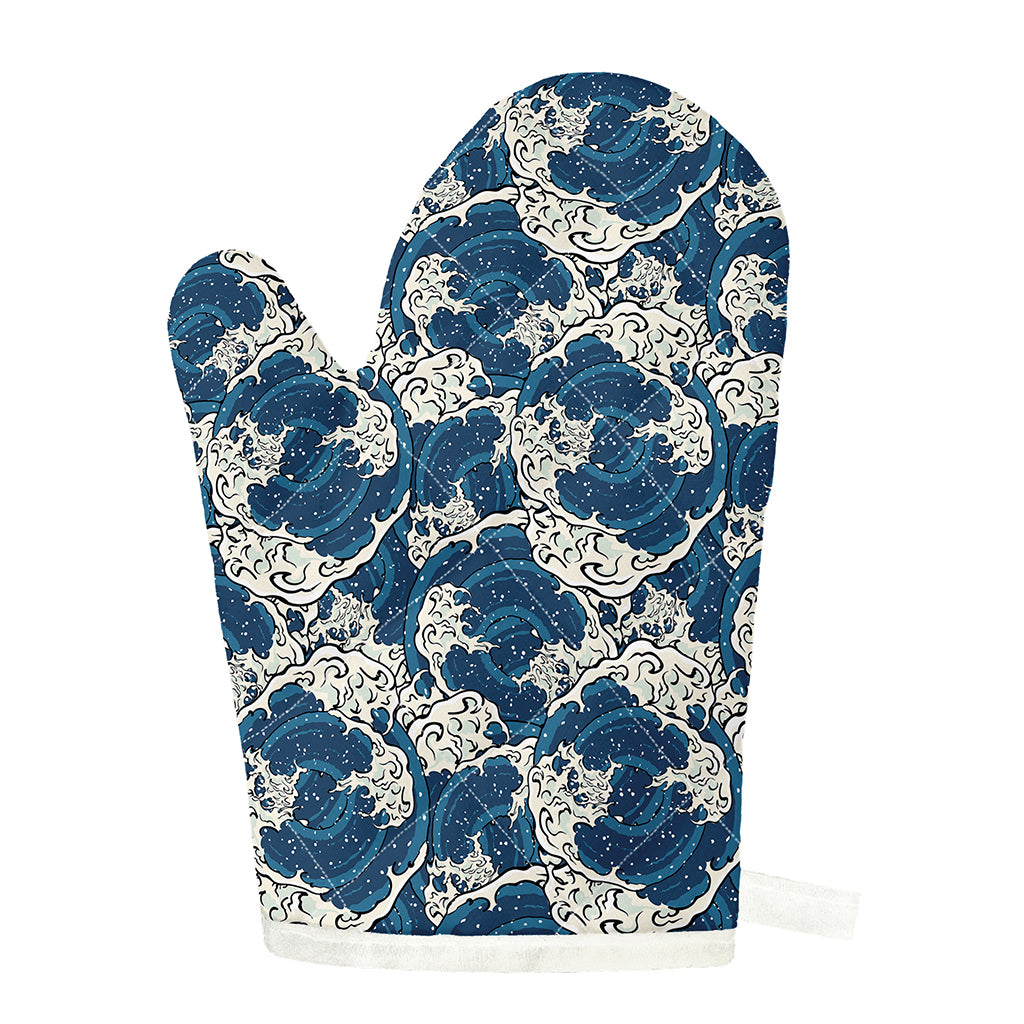 Japanese Ocean Wave Pattern Print Single Oven Mitt