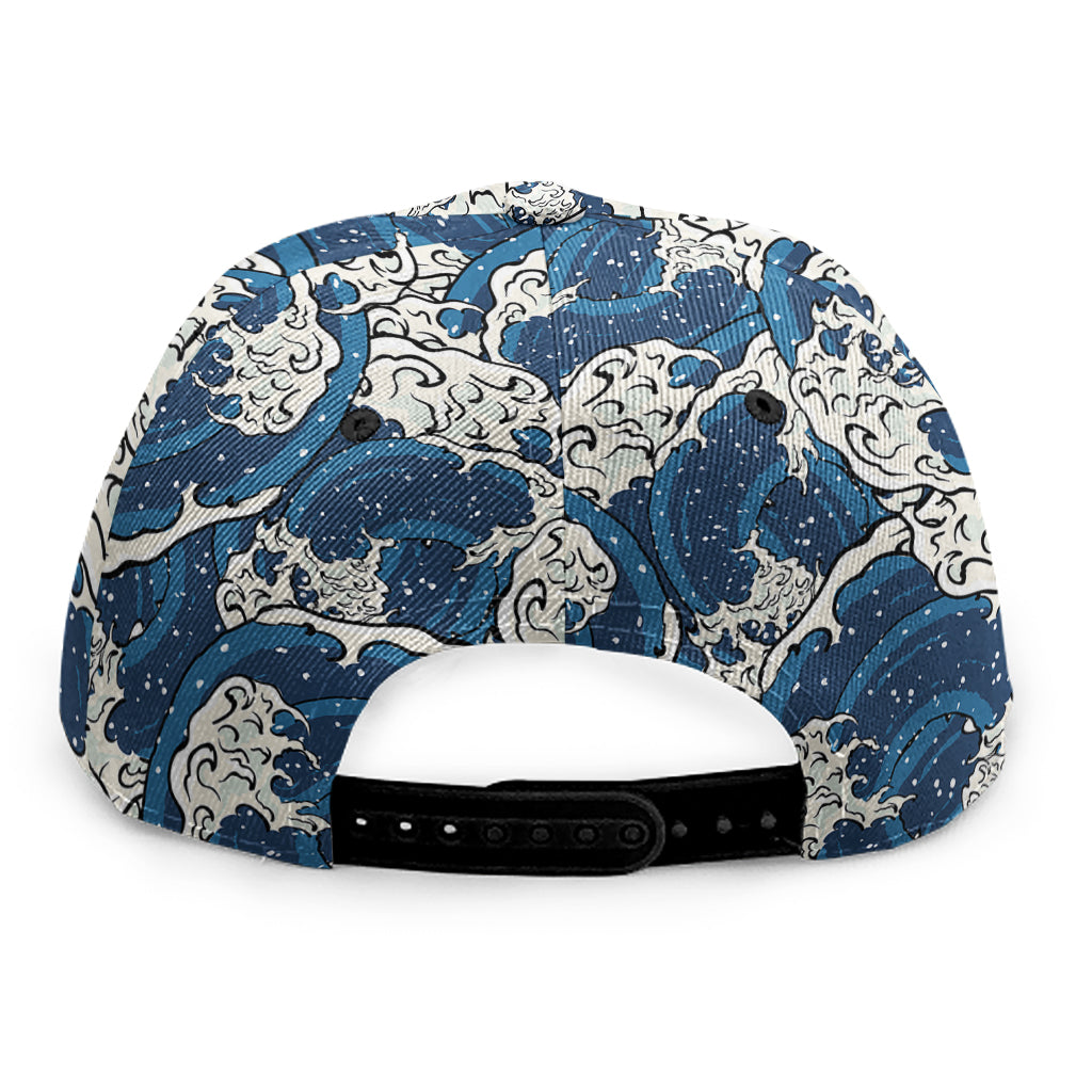 Japanese Ocean Wave Pattern Print Snapback Cap