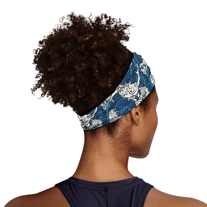 Japanese Ocean Wave Pattern Print Sports Headband