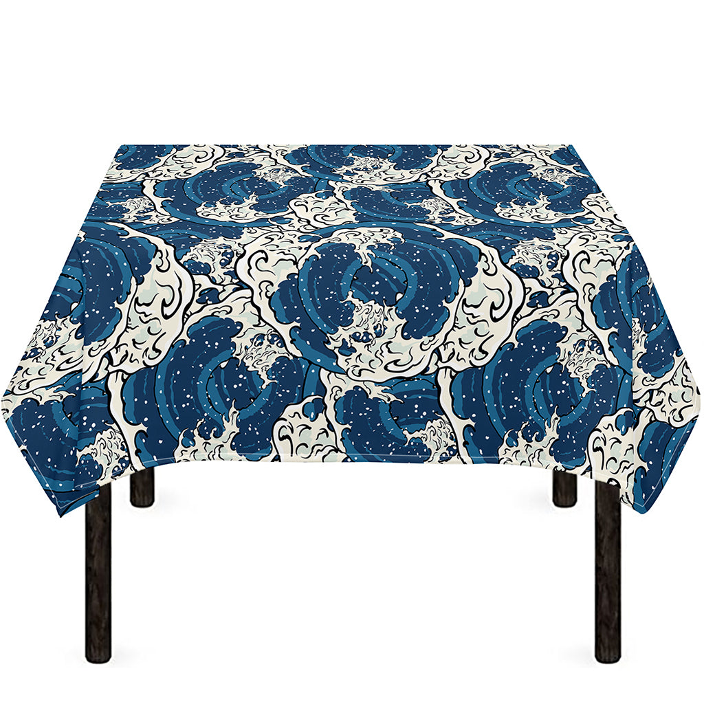 Japanese Ocean Wave Pattern Print Tablecloth