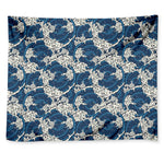 Japanese Ocean Wave Pattern Print Tapestry