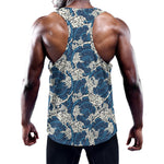 Japanese Ocean Wave Pattern Print Training Tank Top
