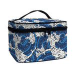 Japanese Ocean Wave Pattern Print Travel Makeup Bag