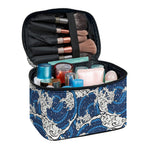 Japanese Ocean Wave Pattern Print Travel Makeup Bag
