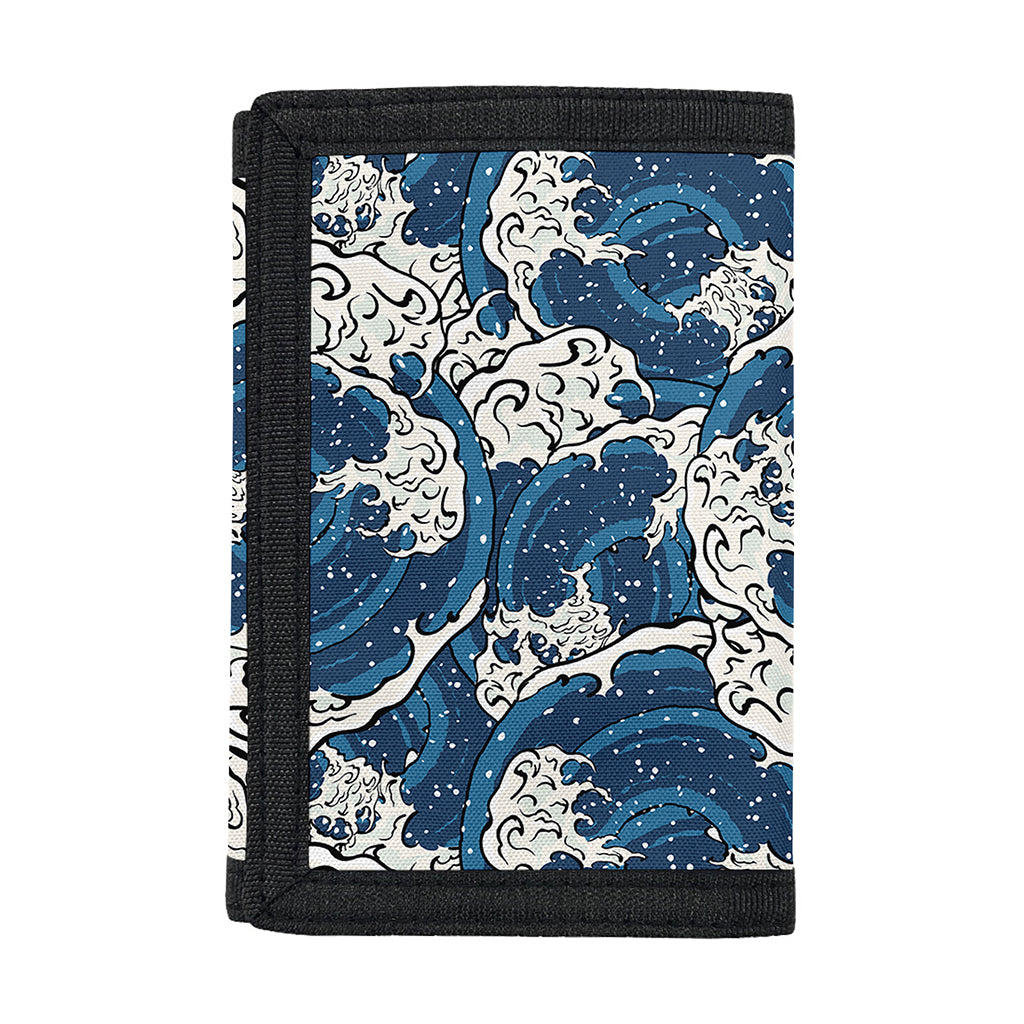 Japanese Ocean Wave Pattern Print Trifold Wallet