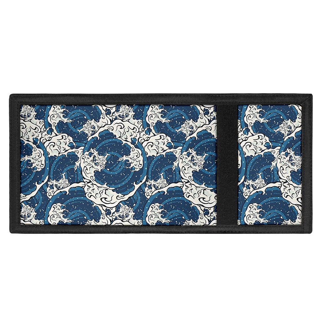 Japanese Ocean Wave Pattern Print Trifold Wallet