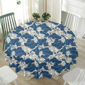 Japanese Ocean Wave Pattern Print Waterproof Round Tablecloth