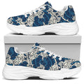 Japanese Ocean Wave Pattern Print White Chunky Shoes