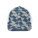 Japanese Ocean Wave Pattern Print White Mesh Trucker Cap