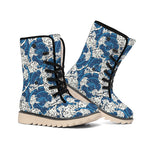 Japanese Ocean Wave Pattern Print Winter Boots