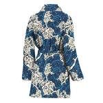 Japanese Ocean Wave Pattern Print Women's Bathrobe