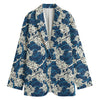 Japanese Ocean Wave Pattern Print Women's Cotton Blazer