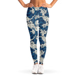 Japanese Ocean Wave Pattern Print Women's Leggings