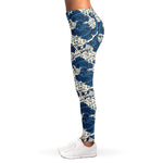 Japanese Ocean Wave Pattern Print Women's Leggings