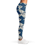 Japanese Ocean Wave Pattern Print Women's Leggings