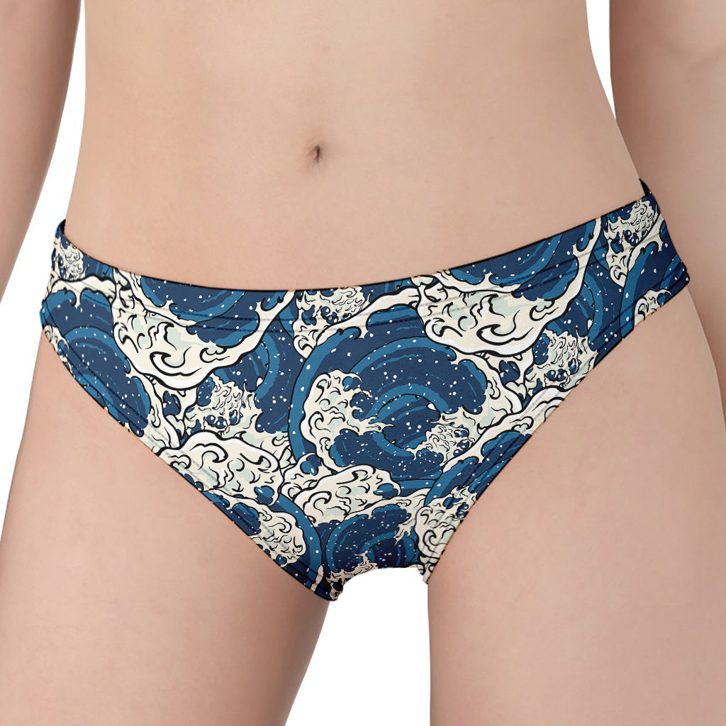 Japanese Ocean Wave Pattern Print Women's Panties