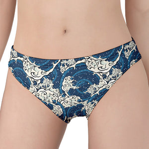 Japanese Ocean Wave Pattern Print Women's Panties