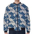 Japanese Ocean Wave Pattern Print Zip Sleeve Bomber Jacket