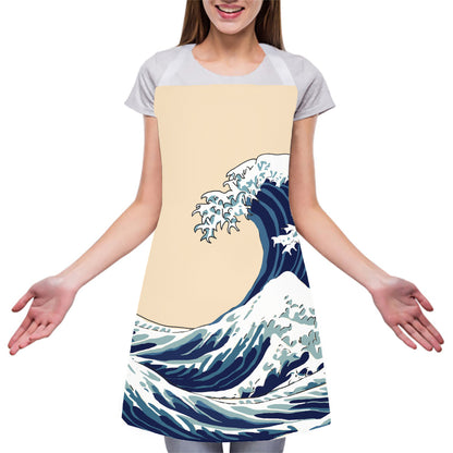Japanese Ocean Wave Print Adjustable Apron