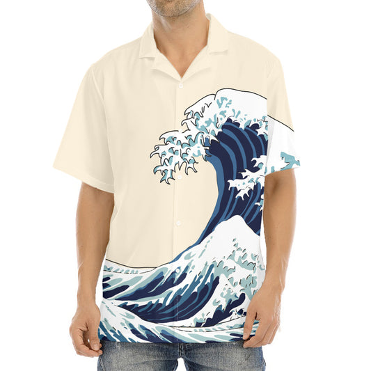 Japanese Ocean Wave Print Aloha Shirt